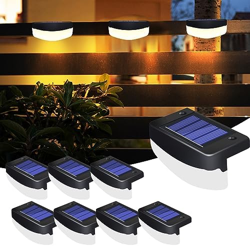 LED Solar Step Lights, 8 Pack Solar Deck Lights Outdoor IP65 Waterproof Pool Side Lighting Decor for Stairs Fence Yard Driveway Pathway Yard Backyard, Cold White by TTiiLoe