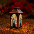 Solar Lantern Mid Century Modern Stained Outdoor Waterproof Garden Hanging Lantern Solar Powered Lighting Outside Solar Light for Patio Yard Camping, Gifts for Women Mom by Unknown