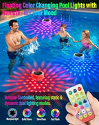 BUCASA Solar Floating Pool Lights with Remote, IP68 Waterproof, 4 Pack - Image 3