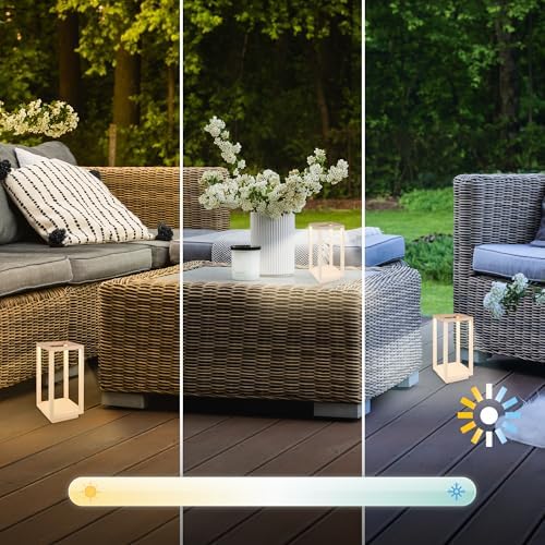 BRILONER - LED Table Lamp Wireless IP44 with Touch, Dimmable, CCT, Battery & Light Source Interchangeable, LED Lantern, Table Lamp, Battery Lamp, Patio, Outdoor Lamp, 10 x 10 x 22 cm, Beige - Image 6