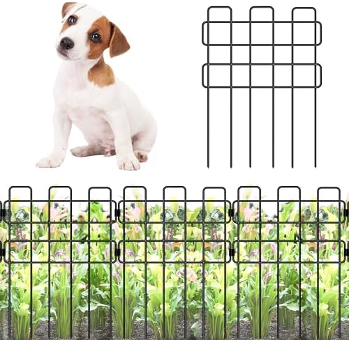 ShopLaLa Garden Fence Animal Barrier (10 Panels) 12in(L) x 16.5in(H) Small and Short White Metal Wire Fencing Decorative Flower Bed Edging for Landscape Plant Protector Dog Fences Yard Outdoor Decor by ShopLaLa