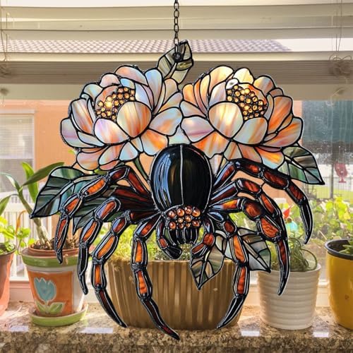 Spider and Peony Acrylic Suncatcher - Image 4