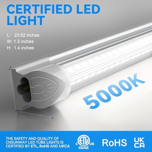 (6-Pack) CNSUNWAY LED Shop Lights 2FT, V-Shaped Linkable 22W 3300LM 5000K - Image 5