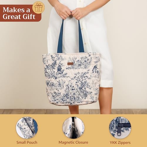 Maison d' Hermine Shopping Bags Cotton Quilted Tote Bag with Zipper Pockets - Image 6