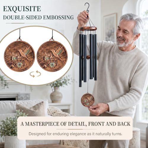 Hummingbird Wind Chimes for Outside Deep Tone, Gift for Women Mom - Image 3