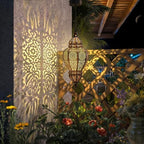 Hapjoy Moroccan Hanging Solar Lights Outdoor Lantern Bidirectional Availabili Garden Decor Waterproof Plastic Gold Decorations for Patio Pathway Yard Backyard Solar Powered Garden Decorative (1, gold) - Image 2