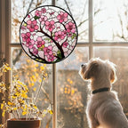 Pink Cherry Blossoms Stained Glass Window Hanging Suncatcher Gifts 15" - Image 2
