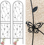 4 Pack Metal Garden Trellis 86.7" Tall Outdoor Climbing Plant Support for Roses, Flowers, Rustproof Durable Black Galvanized Tube, Lawn Garden Fence Decor Screen (4, Black flutter-86.7" H) - Image 6