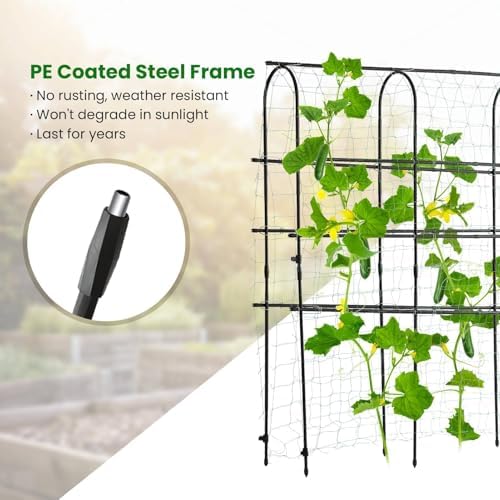 OTOSUNNY 72"x72" Garden Arch Trellis for Climbing Plants, Black - Image 5