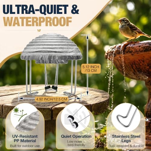 1 Pack Bird Bath Water Circulator, Battery Powered Water Agitator for Birdbath, Quiet Waterproof Bird Bath Bubbler Creates Ripples & Attracts Birds for Outdoor Patio Garden (Gray Rock) - Image 5