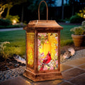 Cardinal Solar Lanterns Outdoor Hanging Lanterns, Metal Glass Garden Decor Solar Lights, Gifts for Women Mom Birthday Grandma Mothers Day, Waterproof Decorative Lantern for Outside Patio Yard by VOOKRY