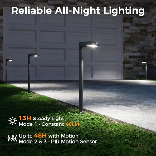 XMCOSY+ Solar Pathway Lights, 8 Pack Metal Motion Sensor Outdoor Lights - Image 3
