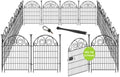 Getlay Tall Garden Animal Barrier Fence With Gate,40 in(H)×27 in(L) 12 Panels Dog Digging Fence Barrier, Black Metal Temporary Fences, Reusable Defense Fencing For Outdoor Yard. Total 26.2 Ft│Patented by Getlaygardenfence