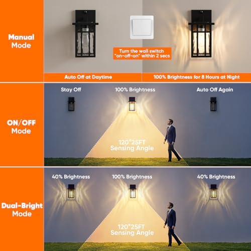 BesLowe 12'' Motion Sensor Outdoor Wall Light with GFCI Outlet, Matte Black - Image 3