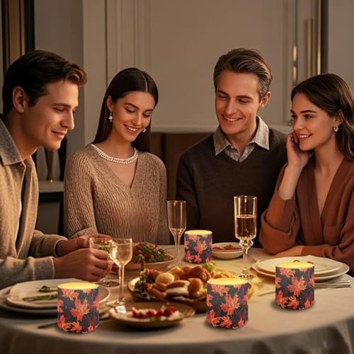 Thanksgiving Maple Leaf Flameless Candles Battery Powered LED Candle with Remote Timer Color Changing Control 4 Pieces Candles for Thanksgiving Decorations - Image 5
