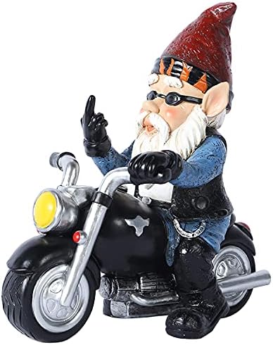 Garden Gnome Riding Motorcycle Funny Outdoor Gnome Decoration Indoor Outdoor Lawn Figurines for Home Yard Décor, Medium by JHWKJS