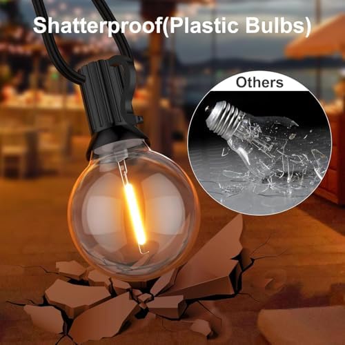 GPATIO Outdoor String Lights, 50FT G40 Bulbs Shatterproof Patio Lights, Waterproof Dimmable Hanging Outdoor Lights, Connectable LED Outside Lights for Backyard Yard Gazebo Porch Party - Image 4