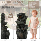 39.2" Tall Outdoor Water Fountain, 5-Tier Realistic Natural Rock Cascading Waterfall Fountain with LED Lights, Resin Garden Water Feature for Patio, Deck, Backyard and Home Art Décor - Image 6