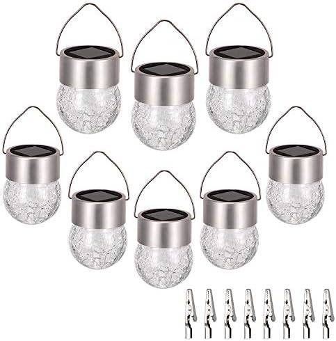 SUNWIND Hanging Solar Ball Lights Outdoor - 8 Pack Cracked Glass Decorative Garden Lights Waterproof Solar Lanterns for Yard, Patio, Fence, Tree, or Holiday Decoration(White) by SUNWIND