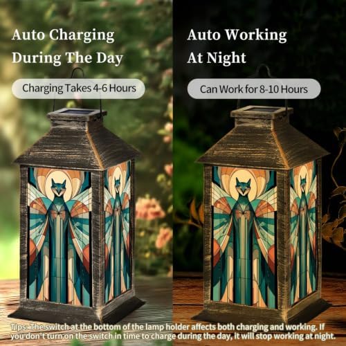 Solar Lantern Vintage 1960s Style Fox Outdoor Waterproof Garden Hanging Lantern Solar Powered Lighting Outside Solar Light for Patio Yard Camping, Gifts for Women Mom - Image 4