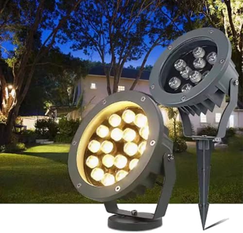 Tree Spotlight LED Beam Spotlight - Round Outdoor LED Flood Light, AC 220V IP65 Waterproof Triple Plug-in Tree Lamp, Garden Courtyard Greening Lawn Projection Tree Landscape Spotlight(Blue,B-24W) by Unknown