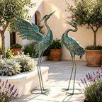 Crane Statues for Outdoor, Metal Heron Garden Statues Bird Yard Art - Image 5