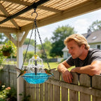 2026 New Solar Bird Bath Fountain, Large Hanging Cascade Water Bowl with Solar Pump, Outdoor Fountain for Hummingbirds, Garden, Patio & Backyard Decor - Image 6