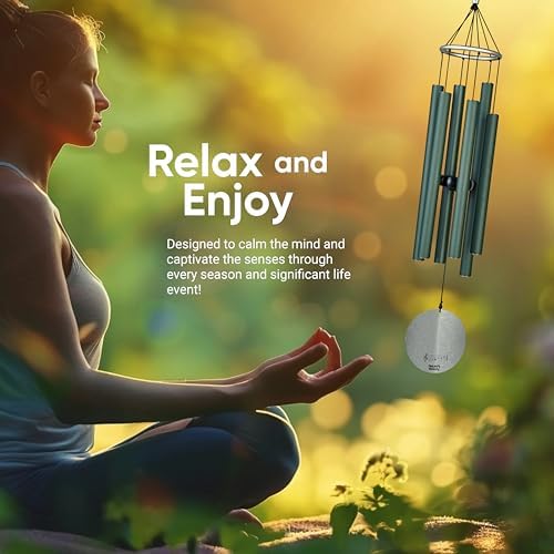 Nature’s Melody Aureole Tunes Wind Chimes – Outdoor Windchime with 6 Tubes Tuned to B Pentatonic Scale, 100% Rustproof Aluminum, Powder Finish & S Hook Hanger for Sympathy, Memorial Gift or Zen Garden - Image 3