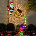 Christmas Solar Kettle Lights,Garden Lawn Decorative Lights,Vintage Metal Watering Can with Claus,Waterproof Outdoor Lantern Decoration with LED Light for Garden, Patio, Lawn (Style B*2) - Image 2