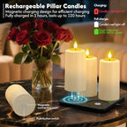 PChero Rechargeable Waterproof Candles with Remote & Magnetic Charging Base, 4 Electric Pillar Candles & 6 LED Tea Lights - Image 2