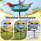 VIVOHOME Oval Bird Bath for Outside with Metal Ground Stake, Green - Image 6