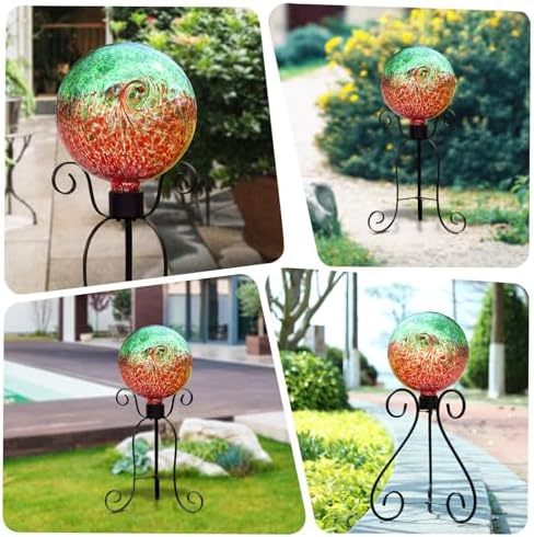 VCUTEKA Gazing Ball, Glass Gazing Balls Garden Globe Outdoor Decor 10" Red - Image 6