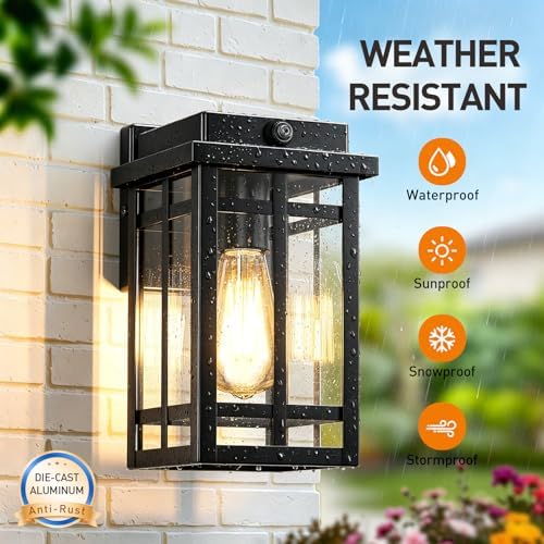 2 Packs Dusk to Dawn Outdoor Wall Lighting 9.76'', Black - Image 4