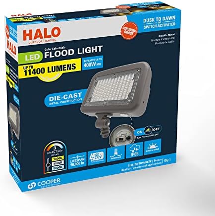 HALO Outdoor Integrated LED Large Floodlight, Bronze Finish, Selectable CCT 3000/4000/5000K, 11400 Max lumens, Dusk to Dawn - Image 2