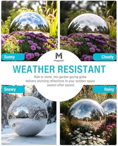 12 Inch Stainless Steel Gazing Ball, Silver Mirror Sphere for Garden Décor - Image 4