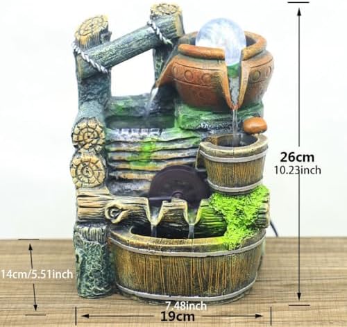 LUNIZ Waterfall Fountain Tabletop Fountain Tabletop Rockery Flowing Water Fountain Living Room Tabletop Fountain Ornaments for Home Office - Image 2