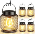 KOOPER Metal Solar Lanterns Outdoor Waterproof, 4 Pack Brighter Hanging Solar Lights for Outside, Up to 15 Hours Modern Hanging Solar Powered Lanterns Lights for Yard Patio Path Tree Garden Decorative by KOOPER
