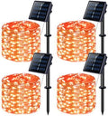 JMEXSUSS 4 Pack Solar Halloween Lights, 33FT 100 LED Orange Fairy Lights by JMEXSUSS