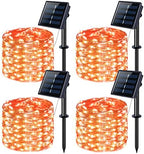 JMEXSUSS 4 Pack Solar Halloween Lights, 33FT 100 LED Orange Fairy Lights by JMEXSUSS