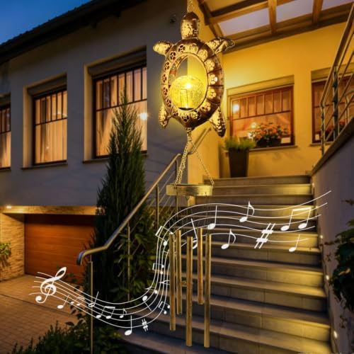 Solar Turtle Wind Chimes, Tortoise Wind Chimes Lights, Gifts for Women - Image 2