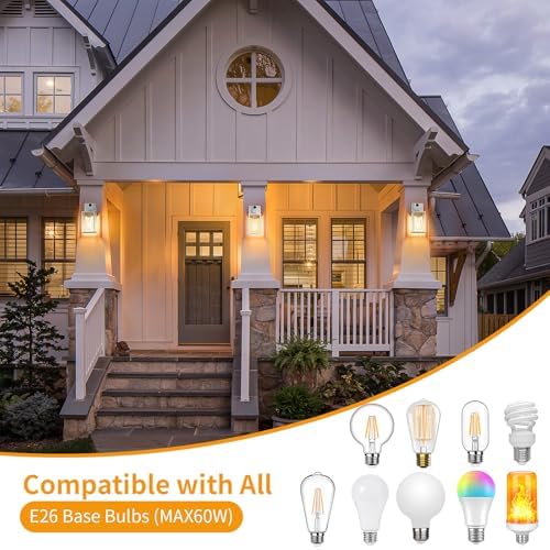 2 Pack Silver Motion Sensor Outdoor Light Fixtures Wall Mount, Dusk to Dawn Front Porch Lights for House, Exterior Wall Sconce, Waterproof Lantern Lamp,Outside Coach Light for Garage Entryway Yard - Image 5