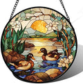 Stained Glass Window Hanging Duck Pond Suncatcher Gifts for Women 12" by amderven