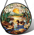 Stained Glass Window Hanging Duck Pond Suncatcher Gifts for Women 12" by amderven