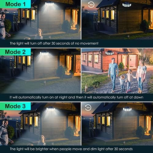 Solar Outdoor Flood Lights, 5-Head 300LED Motion Sensor Security Light, 270° Dusk to Dawn Waterproof Spotlights for wall Backyard Garage, Remote Control, 2 Pack - Image 6