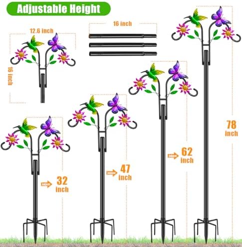 2 Pack Double Shepherds Hooks 78'' Hummingbird Flower 5-Prong - Image 6