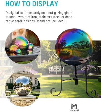 12 Inch Stainless Steel Gazing Ball, Garden Gazing Globe Mirror Ball, Polished Shiny Sphere for Garden Yard Outdoor, Swimming Pool Decoration (Rainbow) - Image 5