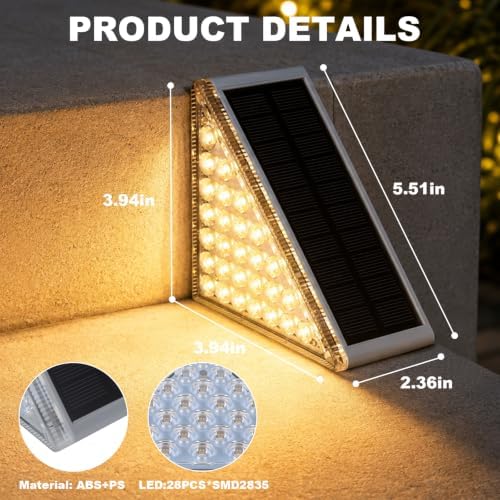 AUDLES Solar Step Lights for Outside 6 Pack, 28 LED 2 Brightness Modes - Image 4