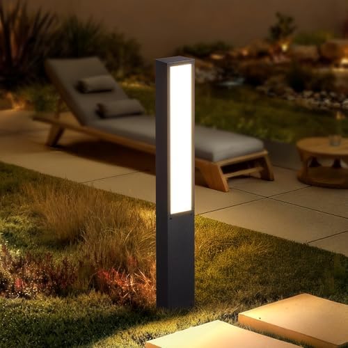 Landscape Path Lights,40 Inch Outdoor Bollard Lights AC 100-240V Aluminum Modern Pathway Lamp IP65 Waterproof 3000K Luxury LED Lighting for Commercial Garden Walkway Lawn Decoration by PAKEDANDUN