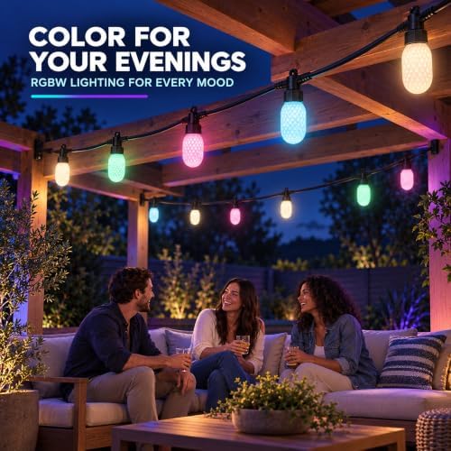 50FT RGBW Outdoor String Lights, Color Changing Patio Lights - Image 2