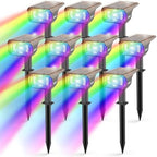 LEREKAM Solar Spot Lights Outdoor Color Changing, IP65 Garden Lights Solar Powered Waterproof with 9 Light Modes, Colored Landscape Lighting Auto On/Off, for Garden Pool Area Pond Yard, 10 Pack by LEREKAM